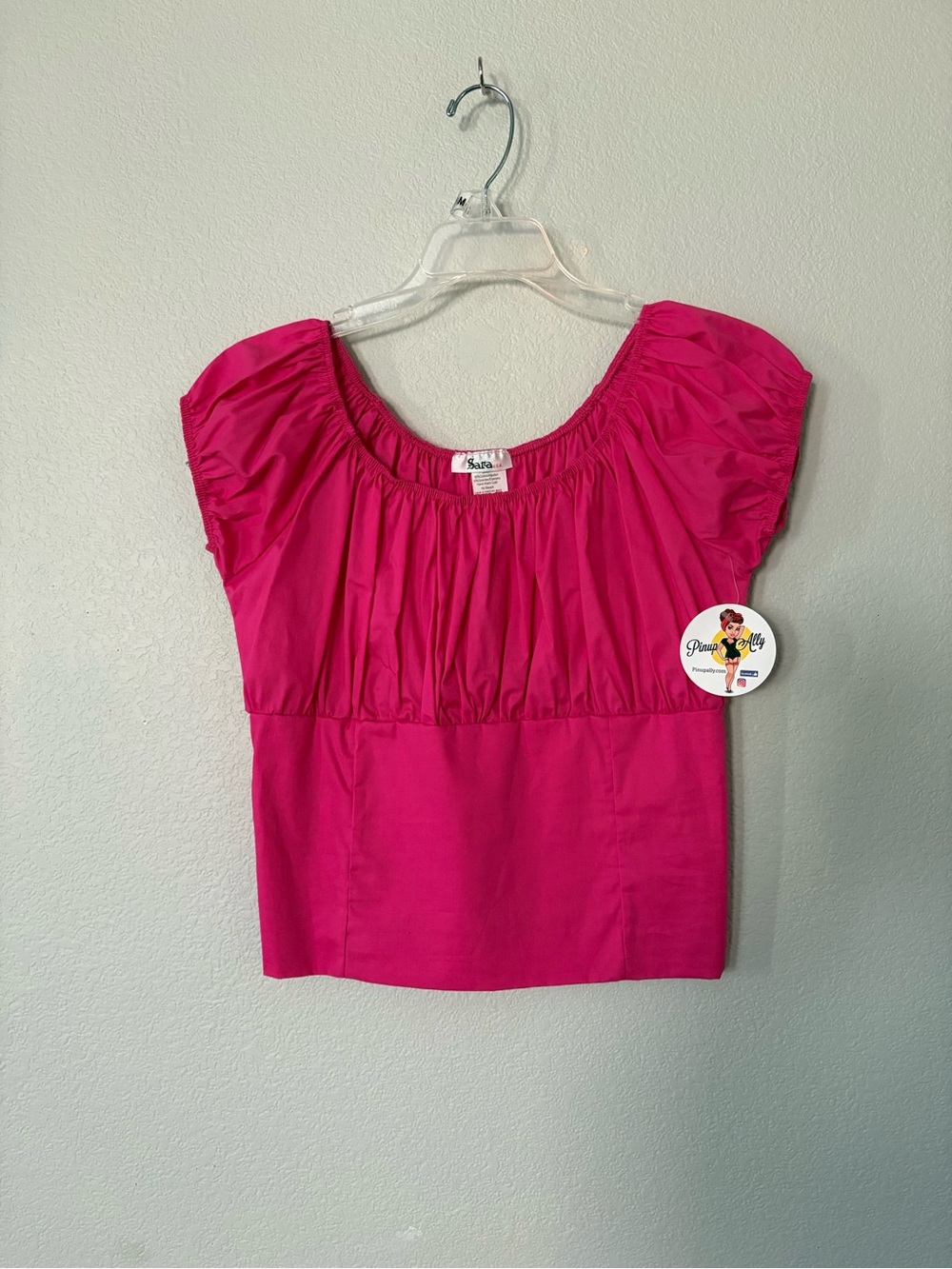 NWT Magenta Peasant Top – Women’s Short Sleeve Blouse Rockabilly